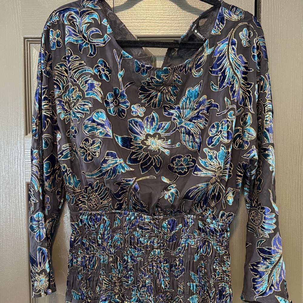 Aqua Bloomingdale’s Velvet Burnout Maxi BOHO Dress - Large - Picture 8 of 10